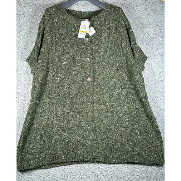 Charter Club Sweater Womens 3X Green Cardigan light weight New with Tags - Picture 2 of 9